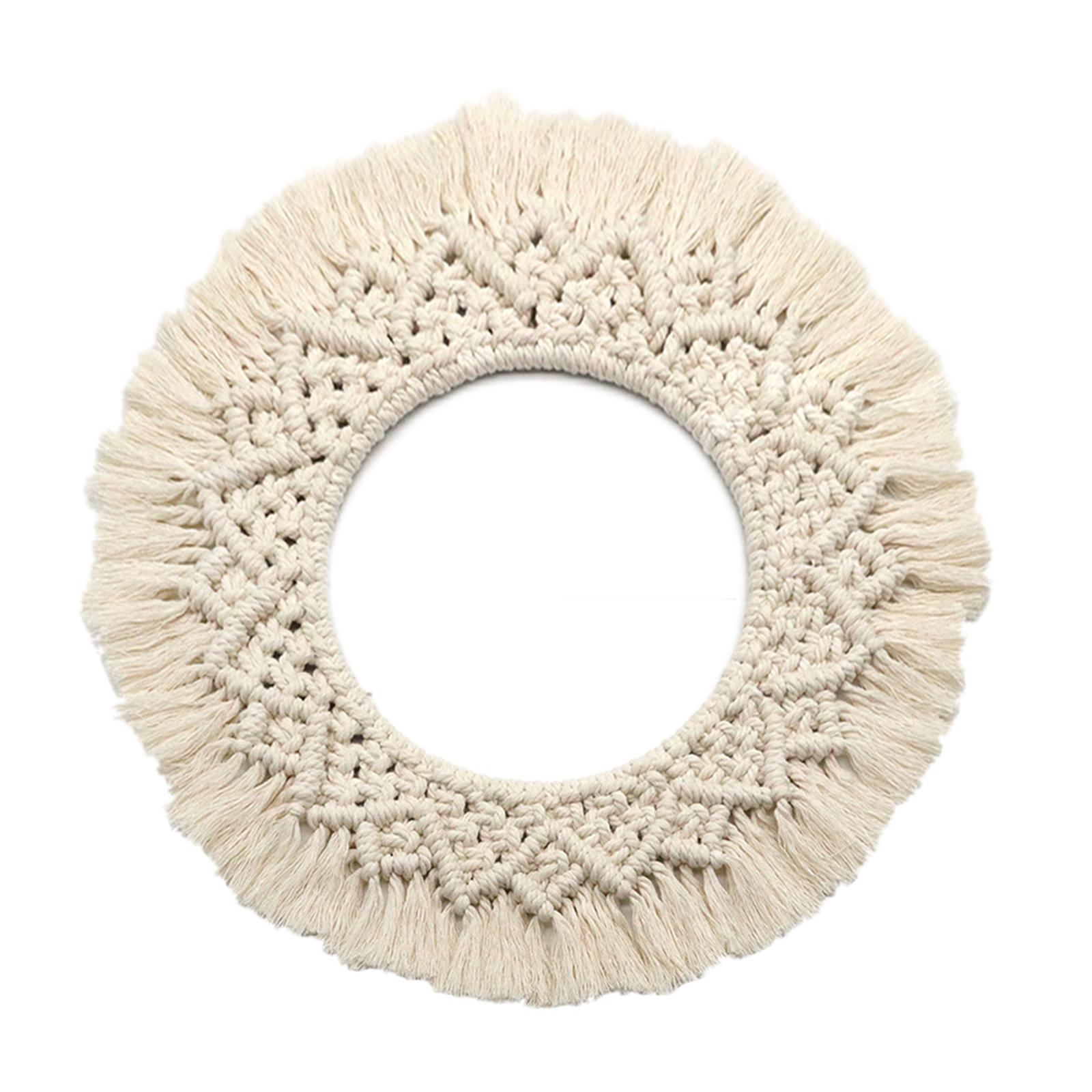 Boho Macrame Wall Hanging Round Tapestry decor for Hand-Woven handwerkliches Dekor Gifts Mirror Outer Rings for Door Apartment Nursery Party A